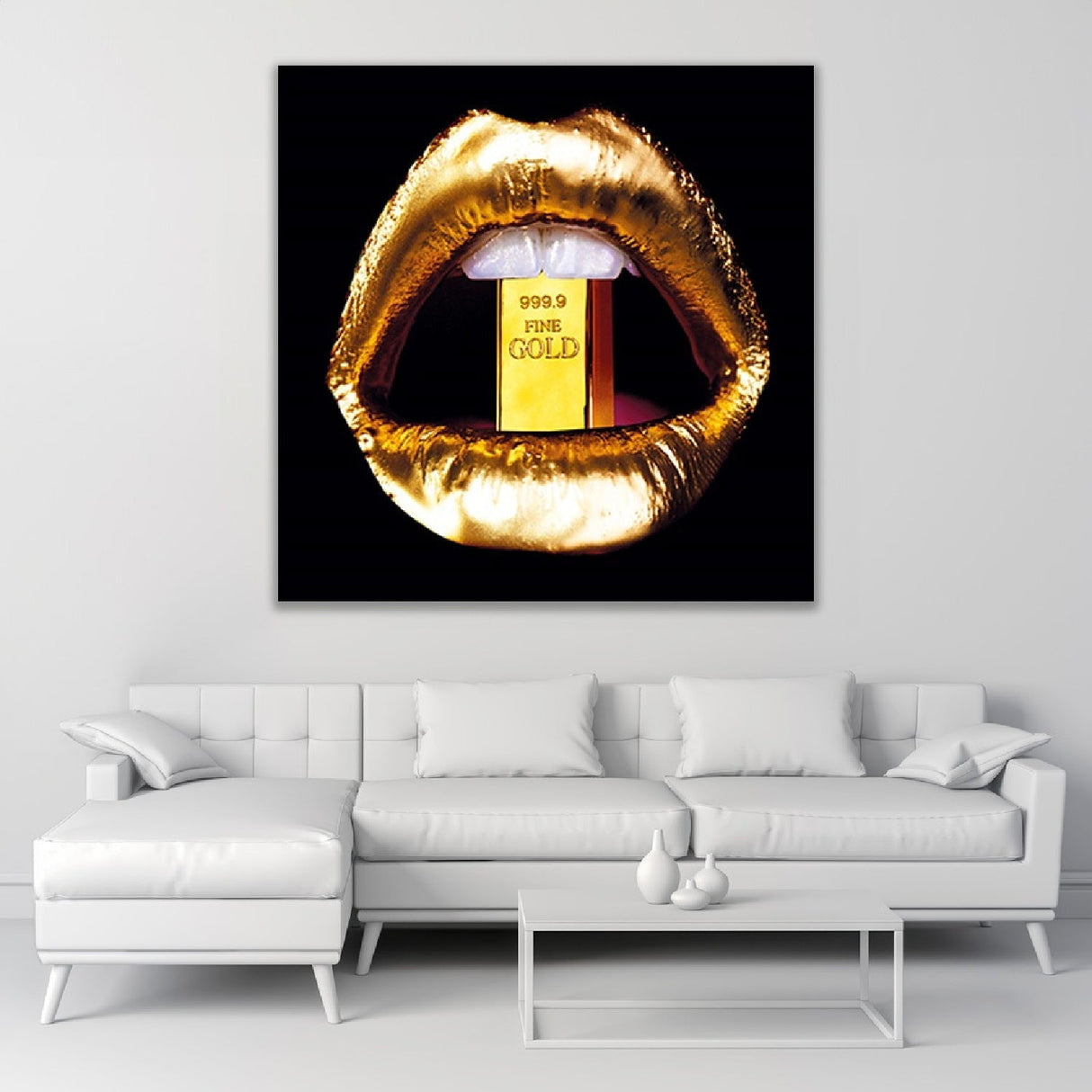 Fine Gold Gold Bar Lips photographic art print by Cobra Art, alternate view 2