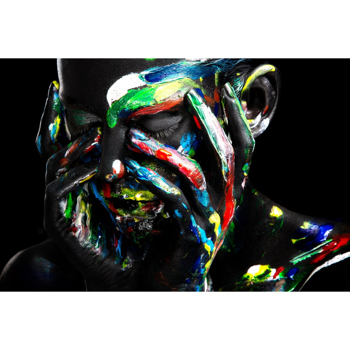 Color Hides The Shadow No One Sees Painted Face photographic art print by Cobra Art