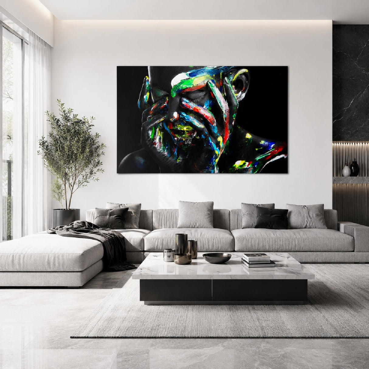 Color Hides The Shadow No One Sees Painted Face photographic art print by Cobra Art, alternate view 2