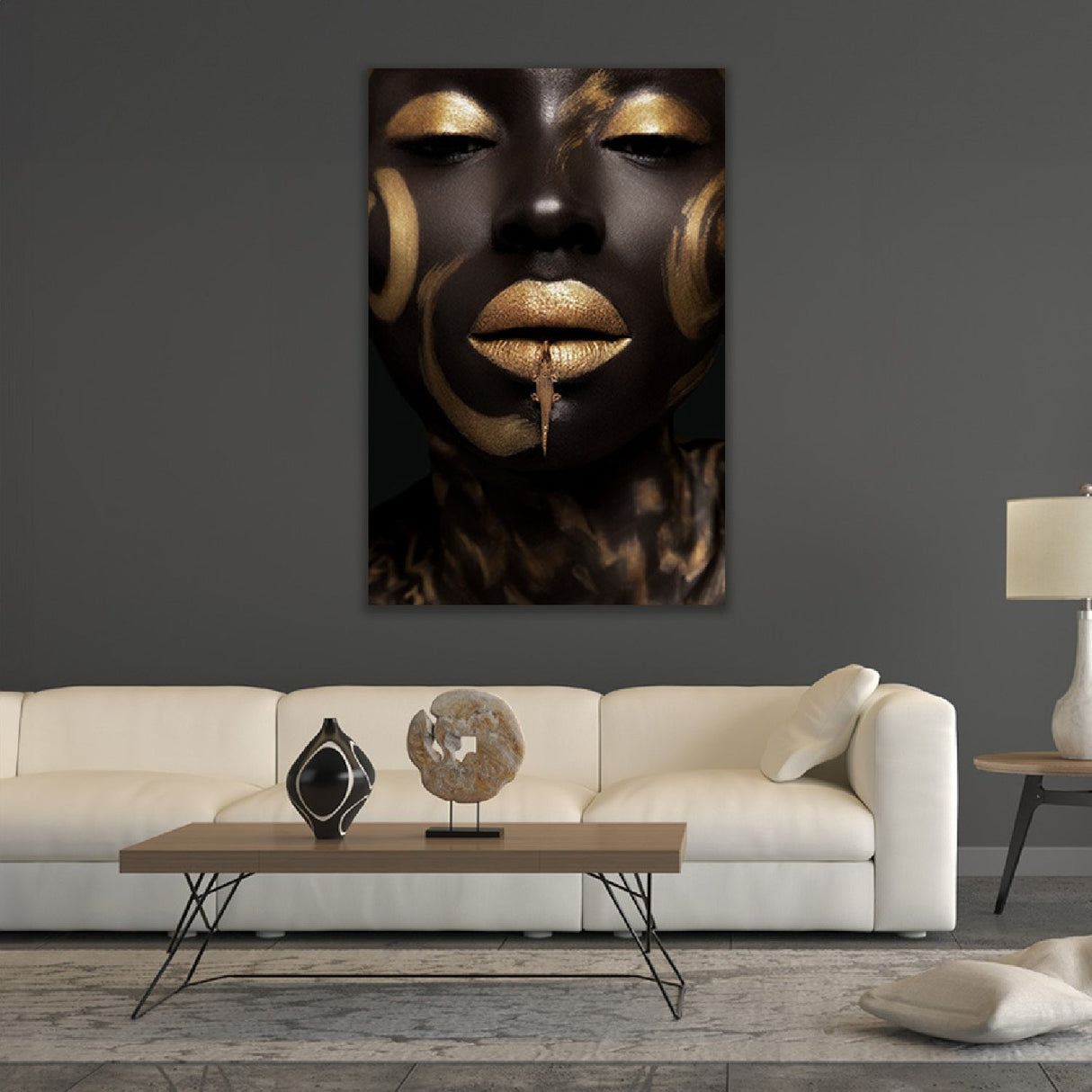 Modern European furniture - Gold Painted Face Photographic Art - www.oroa.com
