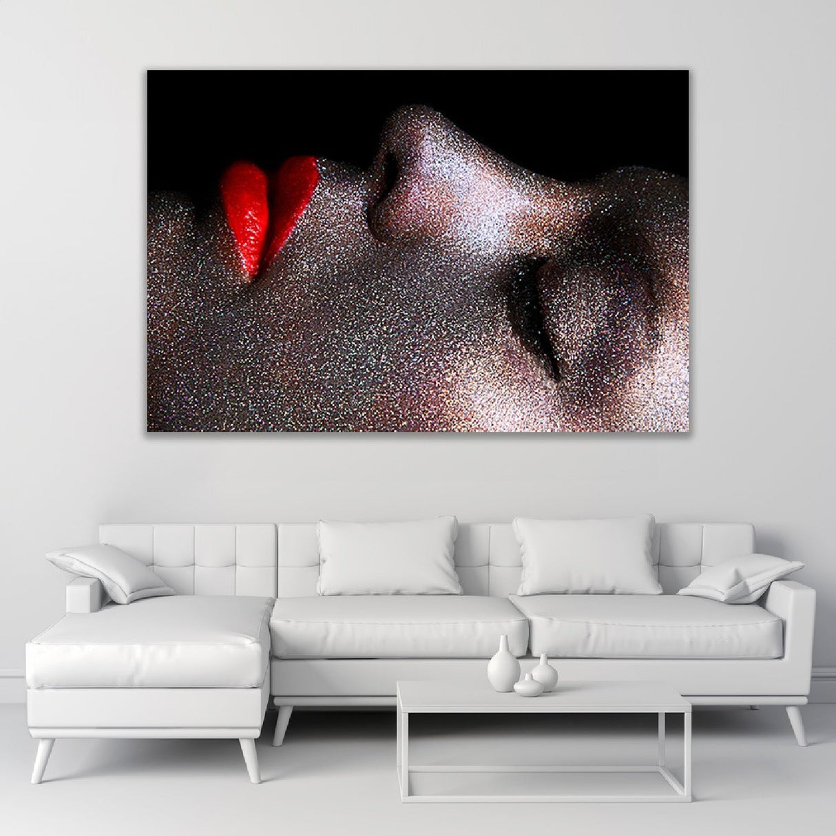 Glittering Desire Red Lips Woman photographic art print by Cobra Art, alternate view 2