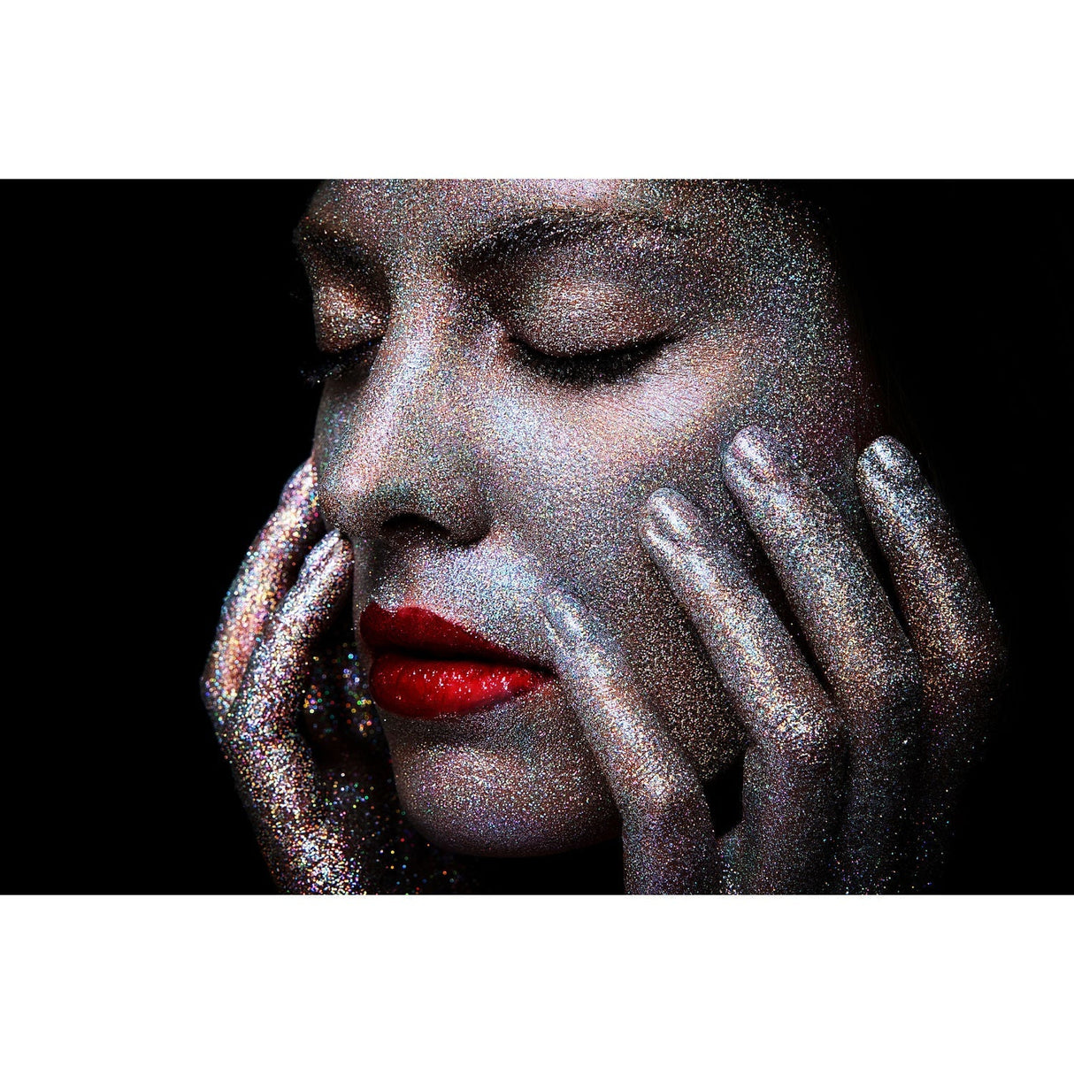 Scarlet Echo Glittering Woman Face photographic art print by Cobra Art