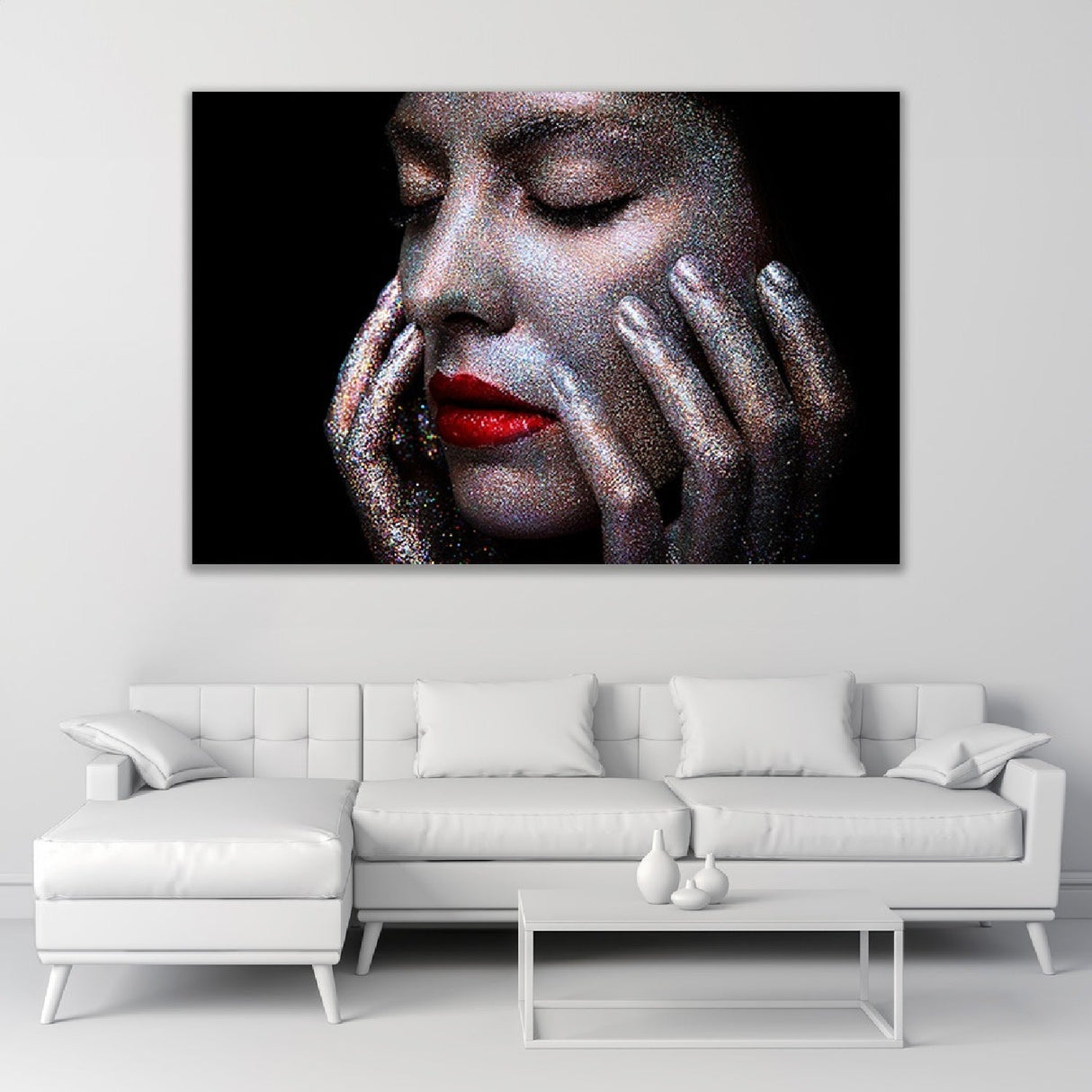Scarlet Echo Glittering Woman Face photographic art print by Cobra Art, alternate view 2