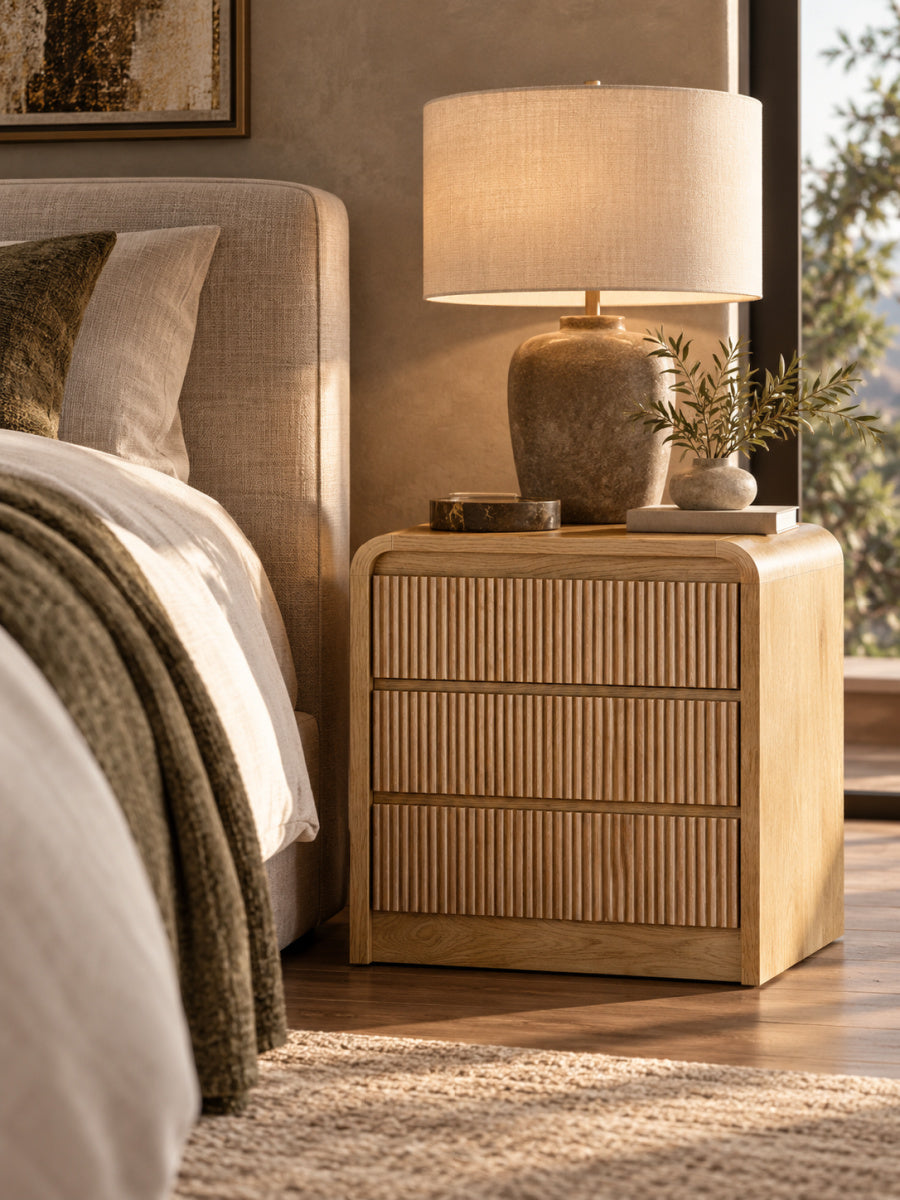 Natural Fluted Night Stand | OROA