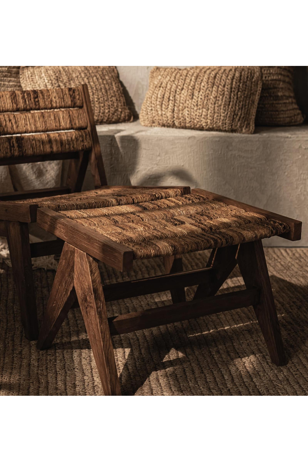 Abaca Weave Foot Stool | dBodhi Caterpillar Brawny | OROA.com
