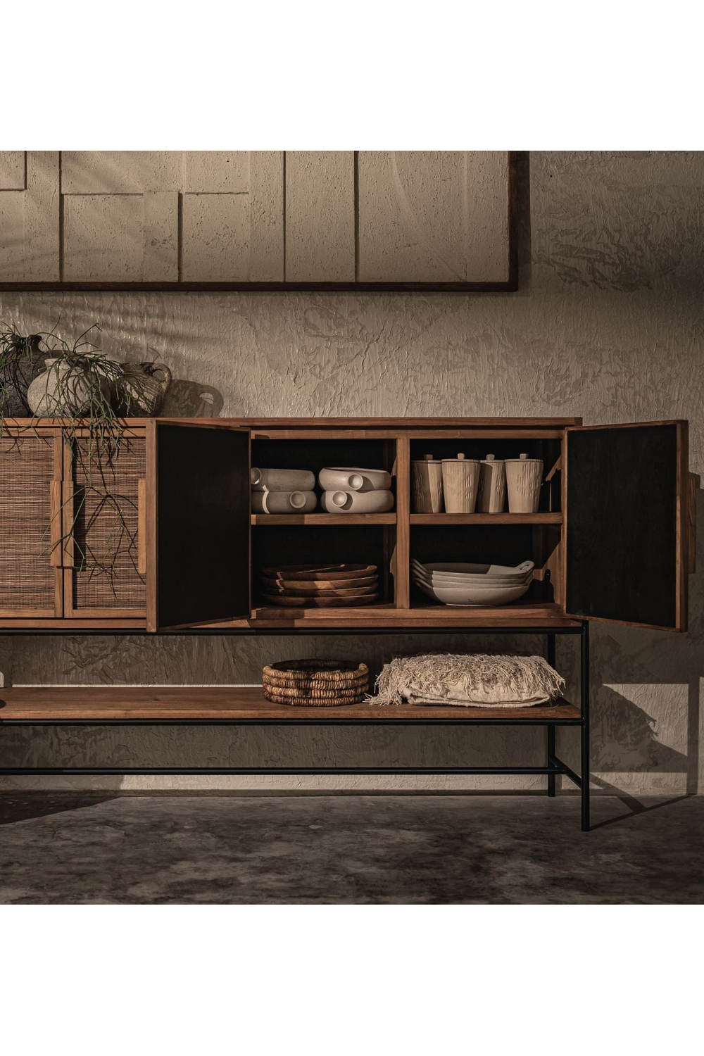 Handwoven Palm Leaves 4-Door Dresser | dBodhi Coco | OROA.com