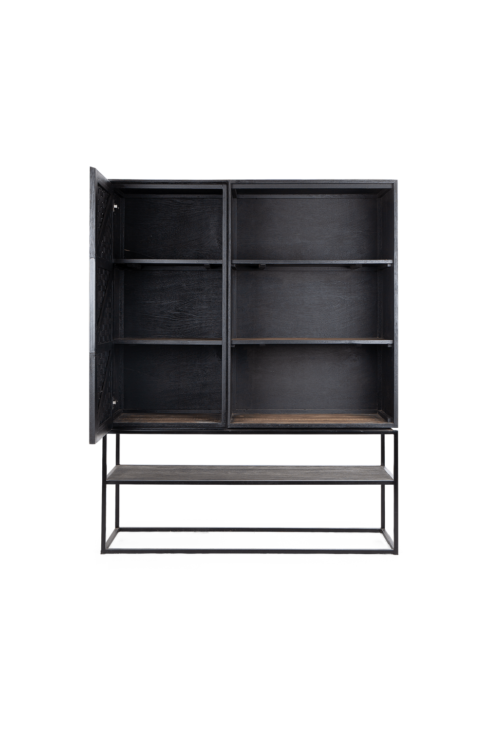 Wooden 3-Shelf Cabinet With Open Rack | dBodhi Karma | OROA.com
