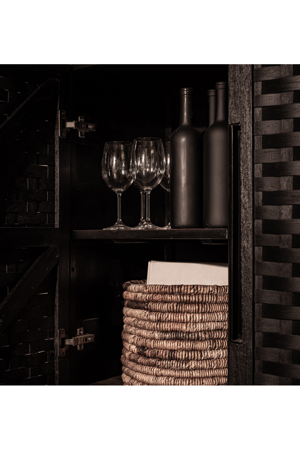 Charcoal Wooden 3-Shelf Cabinet | dBodhi Karma | OROA.com