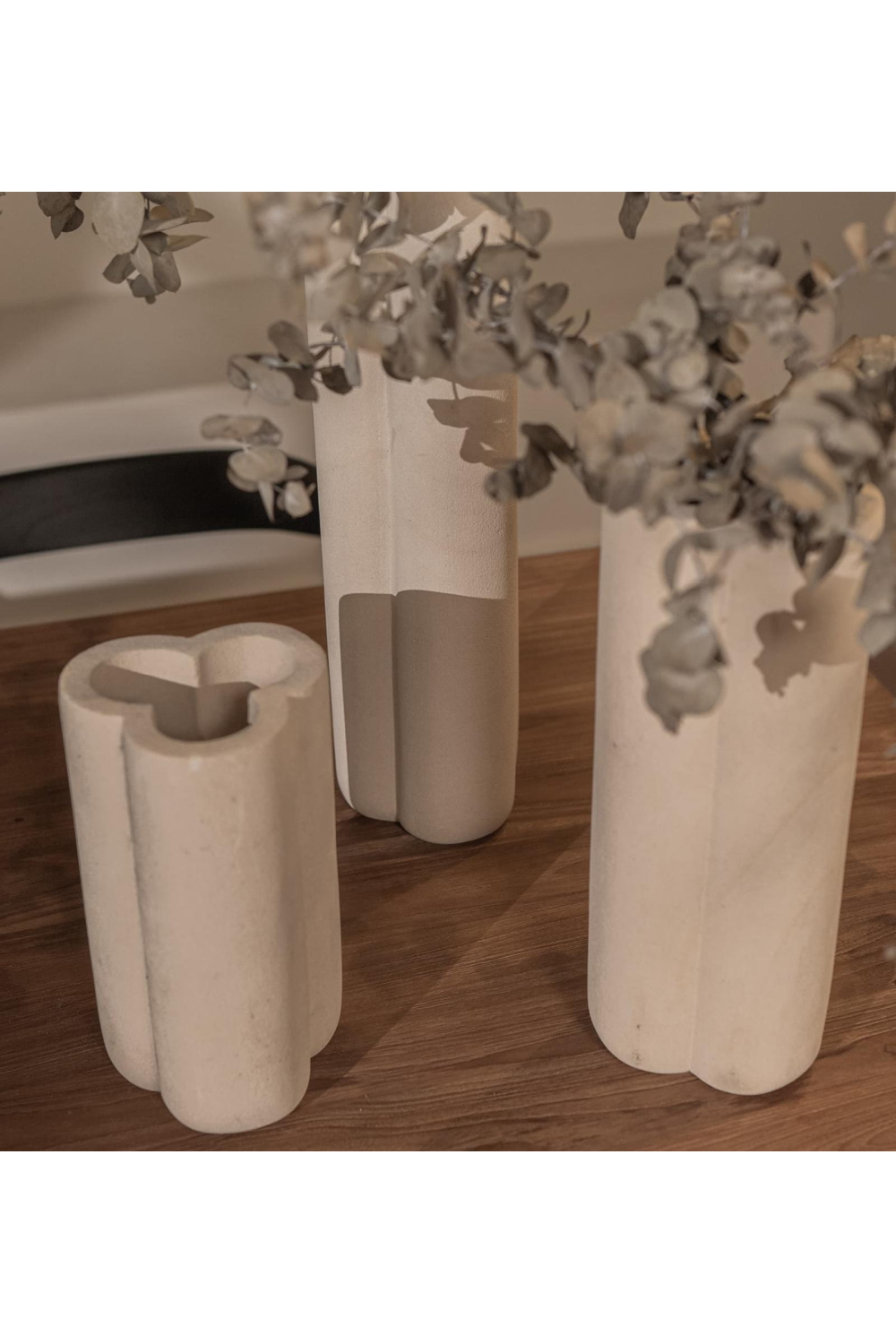 White Sculptured Sandstone Vase | dBodhi | OROA.com