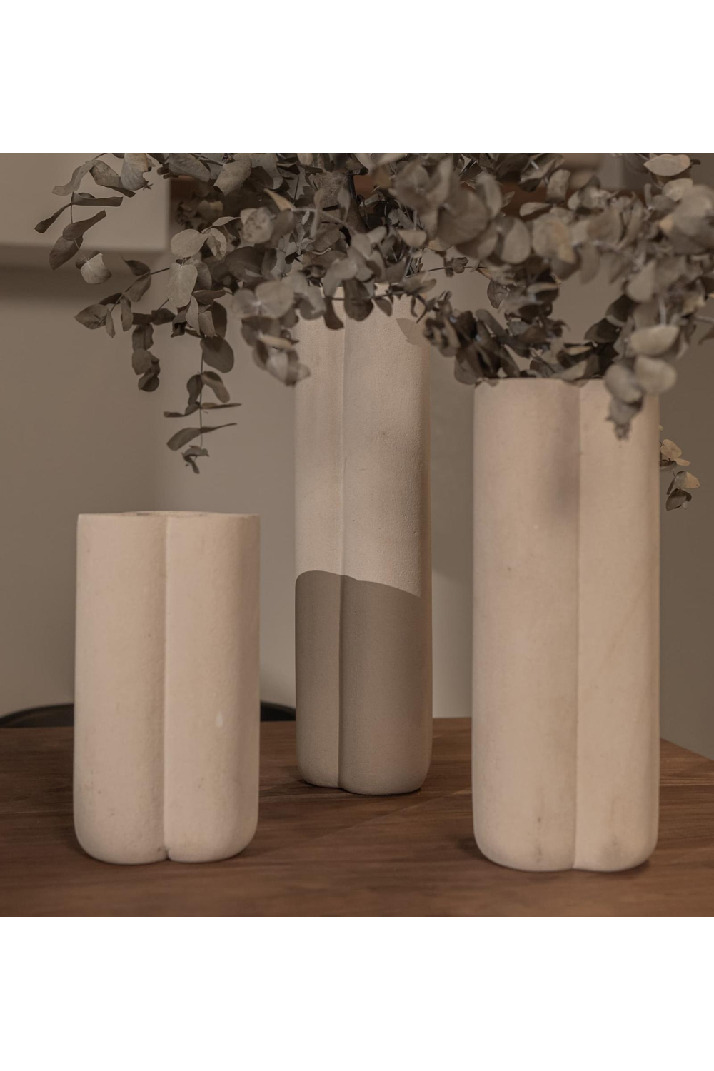 White Sculptured Sandstone Vase | dBodhi | OROA.com