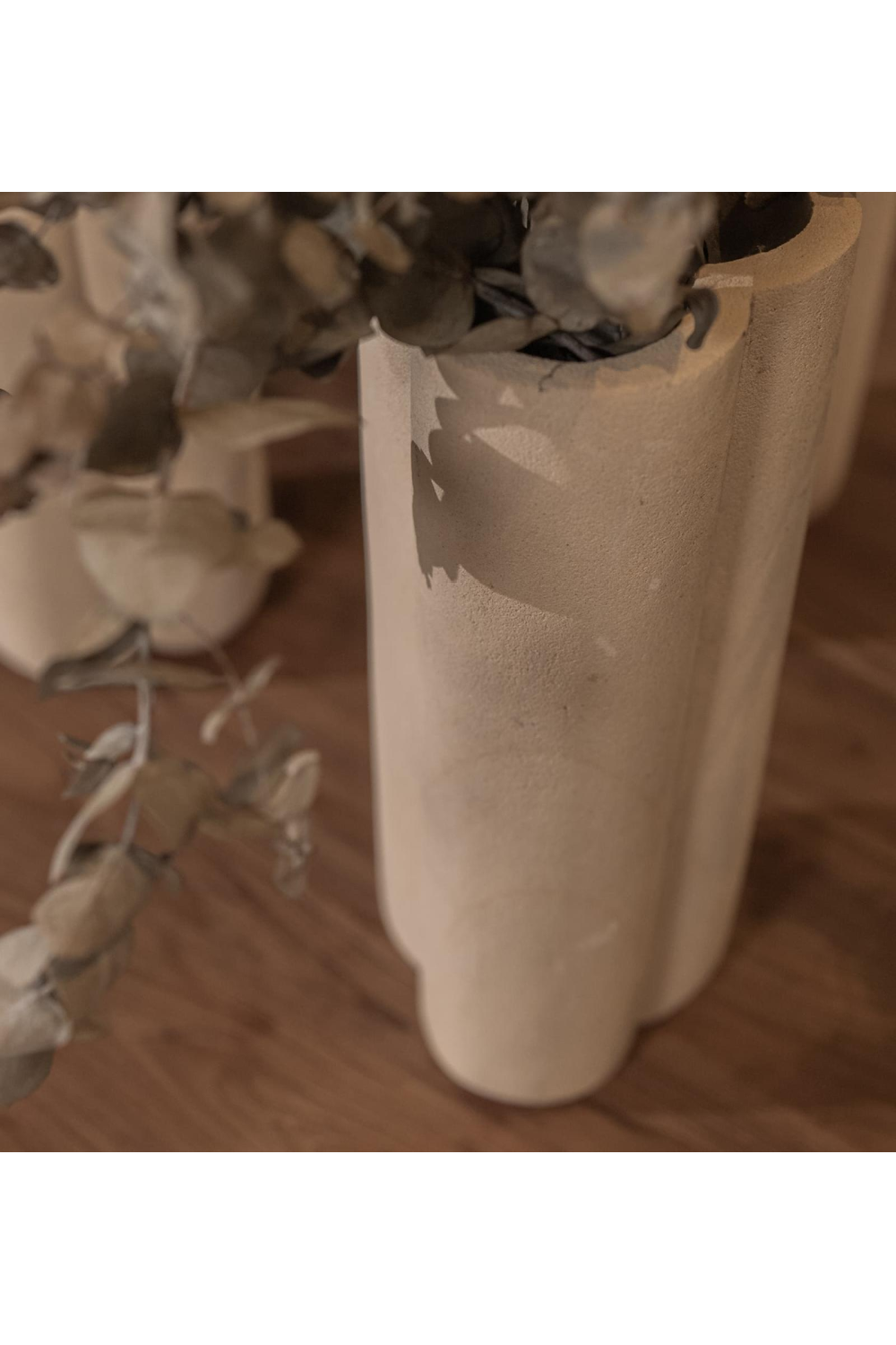 White Sculptured Sandstone Vase | dBodhi | OROA.com