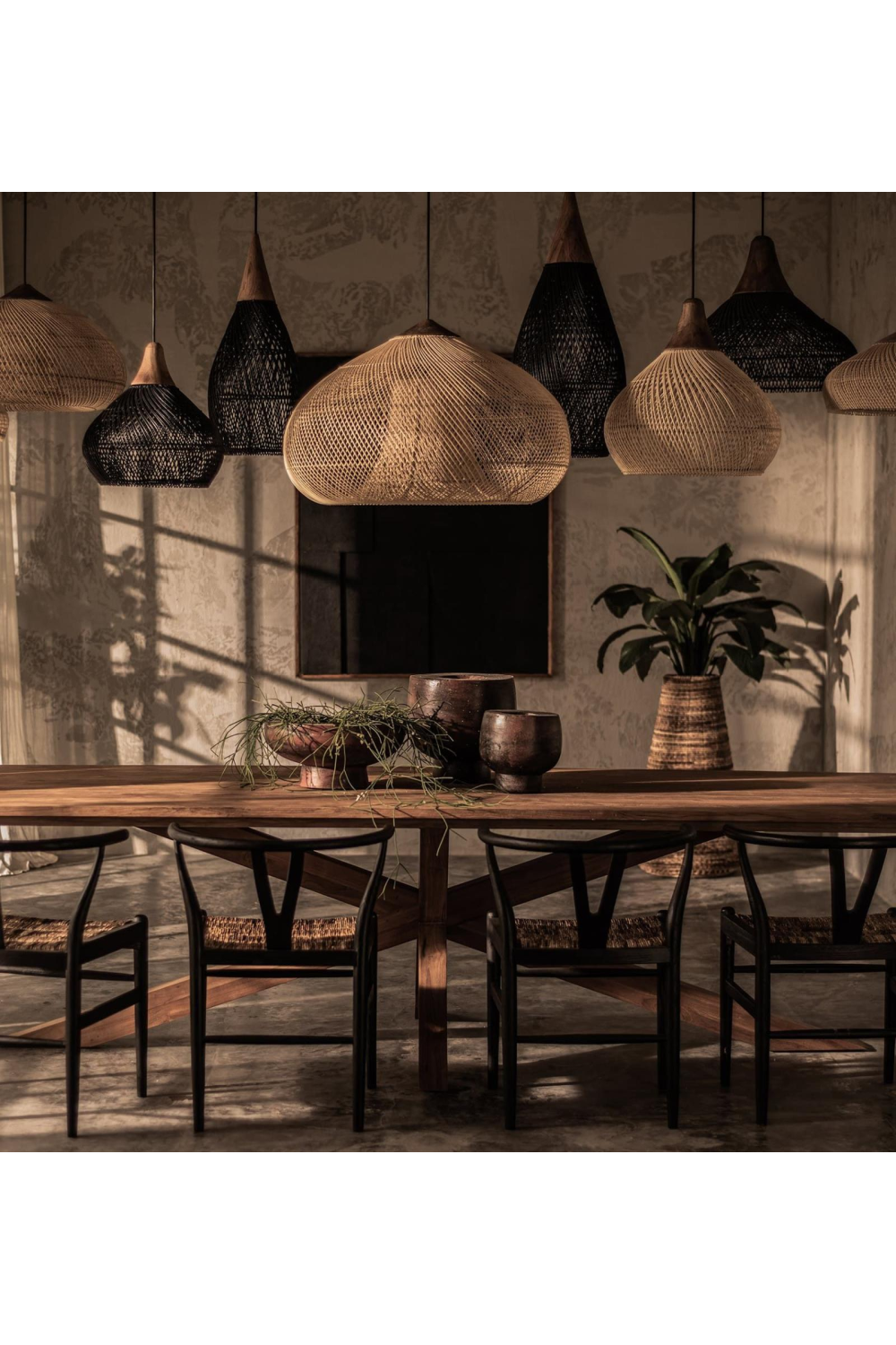 Braided Rattan Hanging Lamp | dBodhi Drum | OROA.com