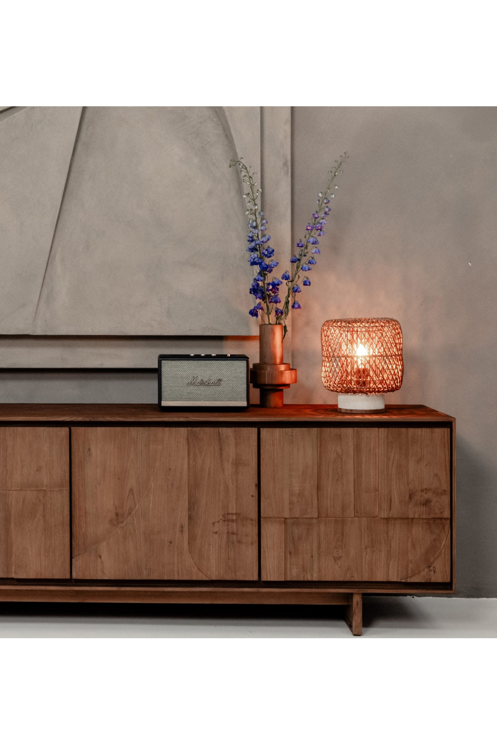 Brown Rattan Cylindrical Table Lamp | dBodhi Pole | OROA.com