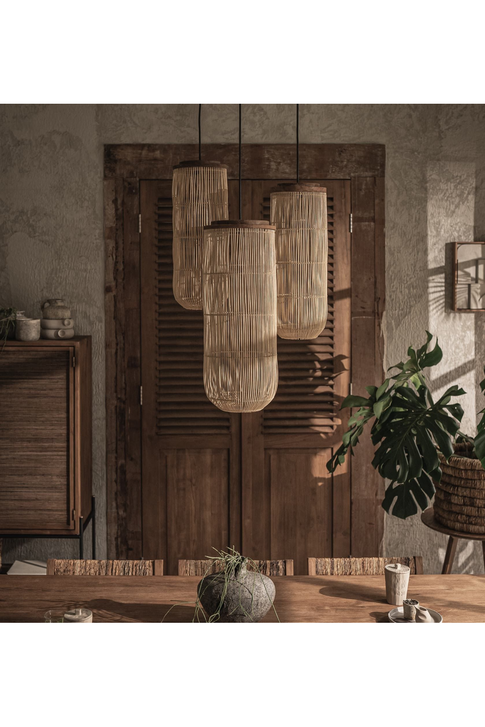 Natural Cylindrical Rattan Hanging Lamp | dBodhi Tub | OROA.com