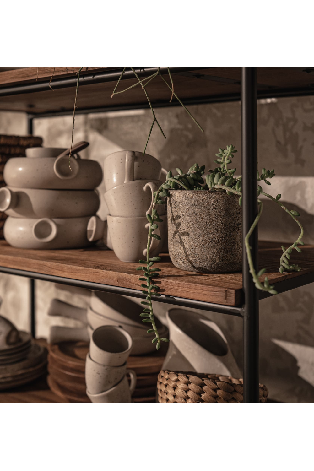 Teak Wood 1-Drawer Open Cabinet | dBodhi Outline | OROA.com