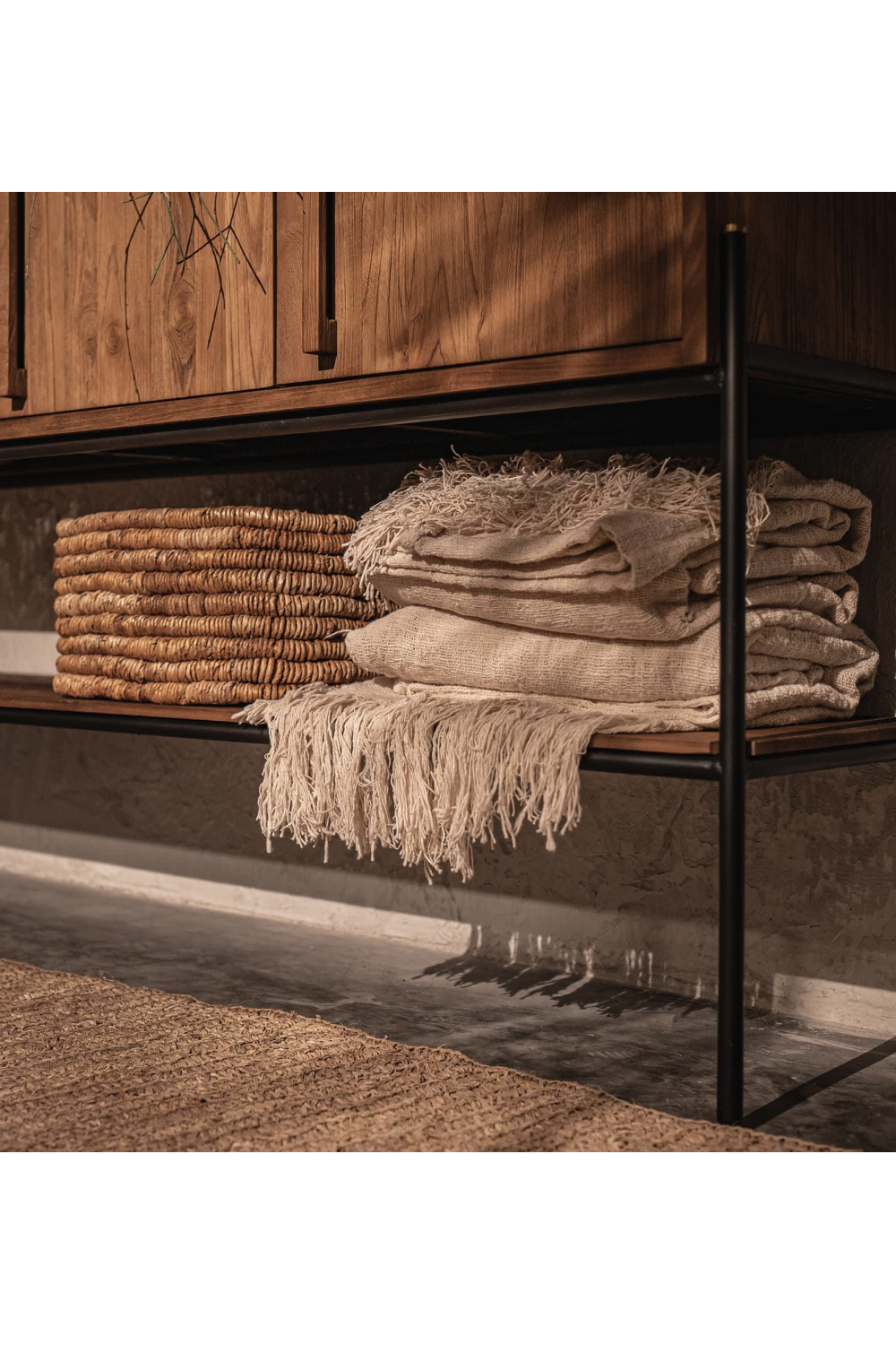 Wooden Farmhouse Sideboard With Undershelf | dBodhi Outline | OROA.com