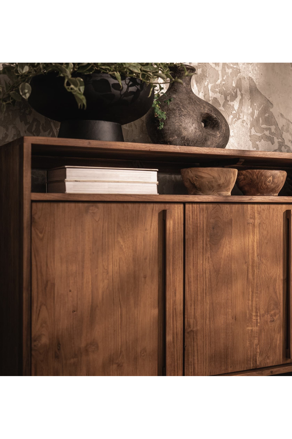 Wooden Farmhouse Sideboard With Open Rack | dBodhi Outline | OROA.com