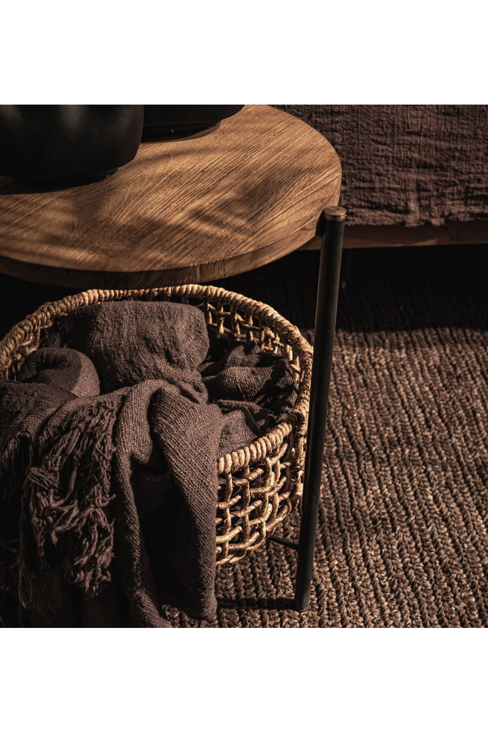 Abaca Basket Round Side Table | dBodhi Outline | OROA.com