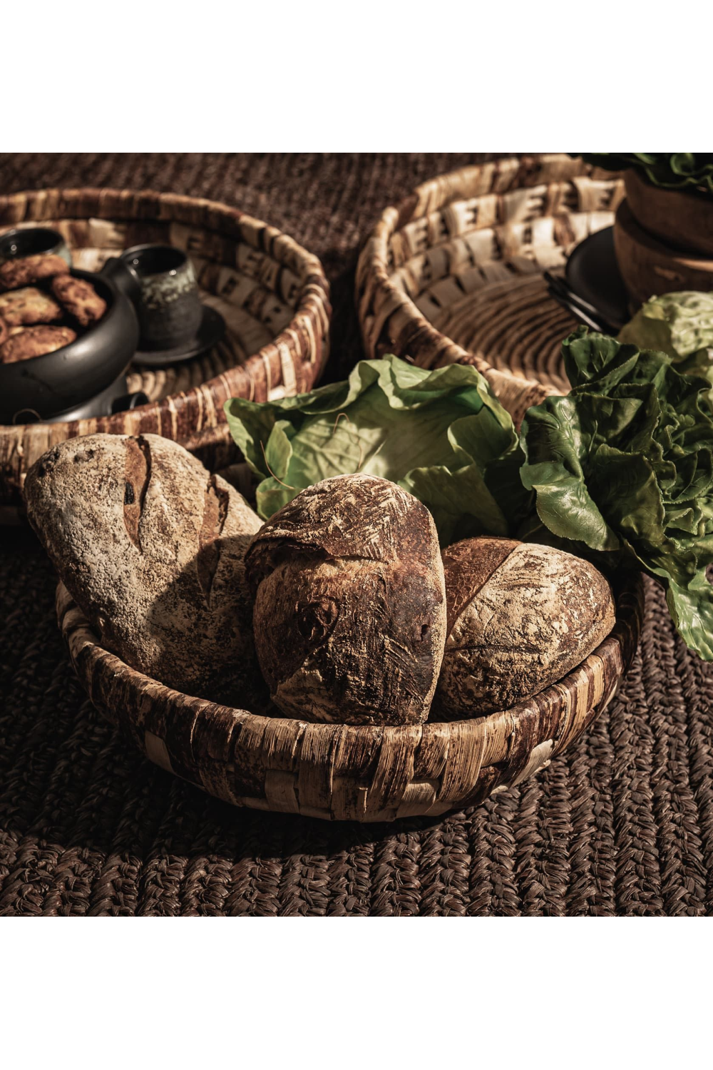 Two-toned Abaca Round Tray Set (3) | dBodhi Colo | OROA.com