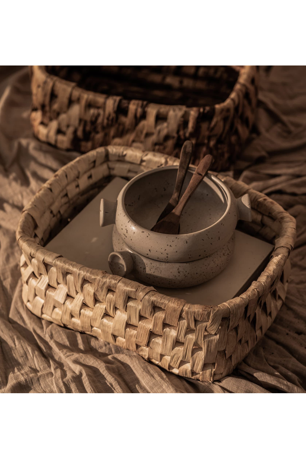 Rectangular Woven Abaca Low Basket | dBodhi Semeru | OROA.com