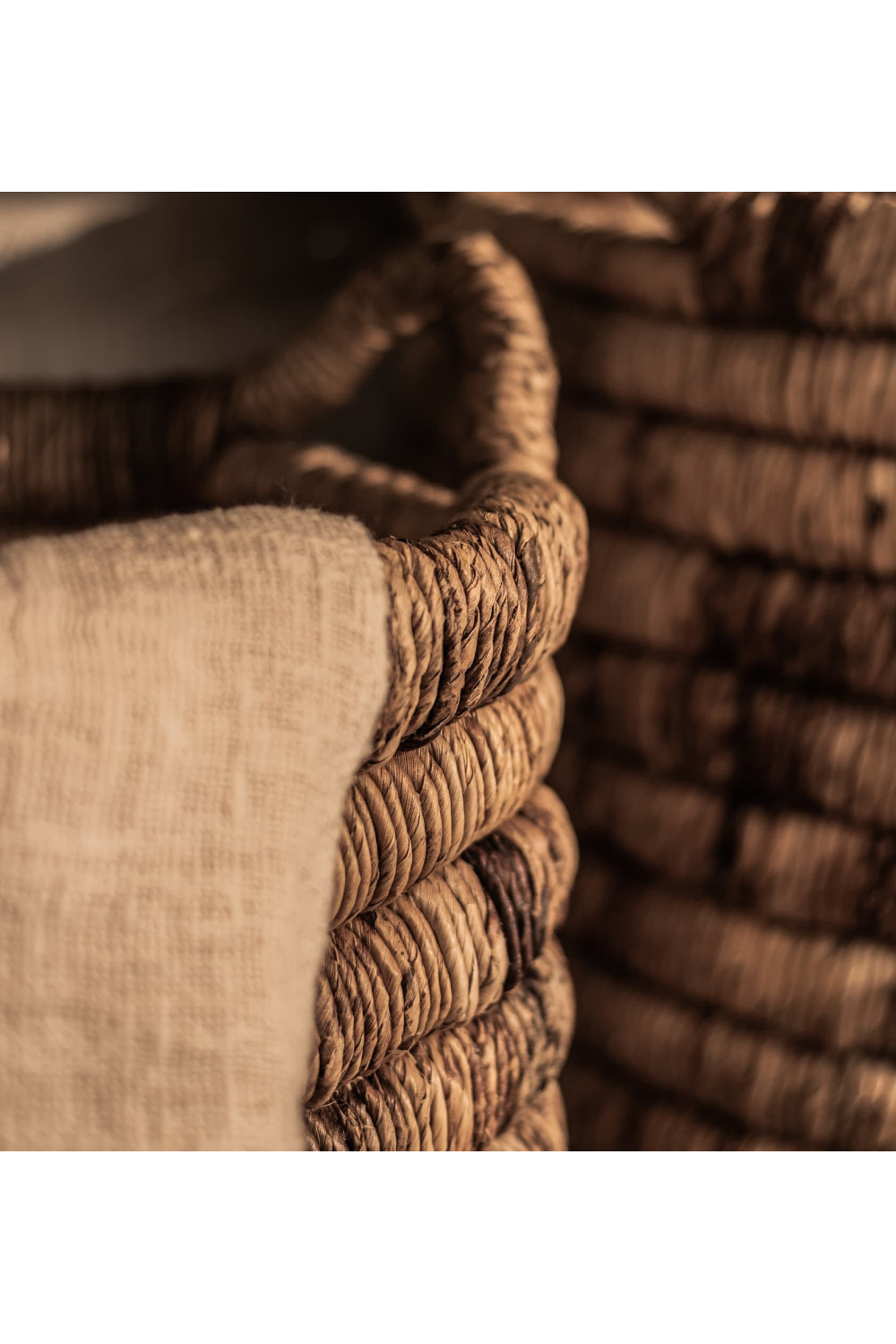 Rectangular Abaca Basket With Handle Set (2) | dBodhi Caterpillar Sago | OROA.com