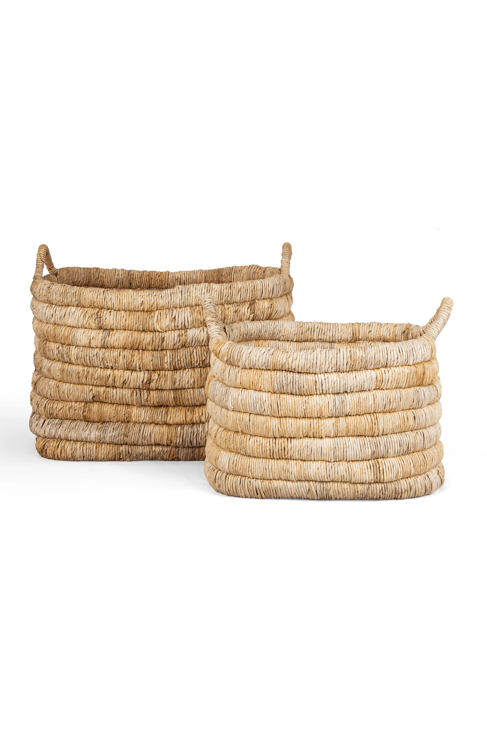 Rectangular Abaca Basket With Handle Set (2) | dBodhi Caterpillar Sago | OROA.com