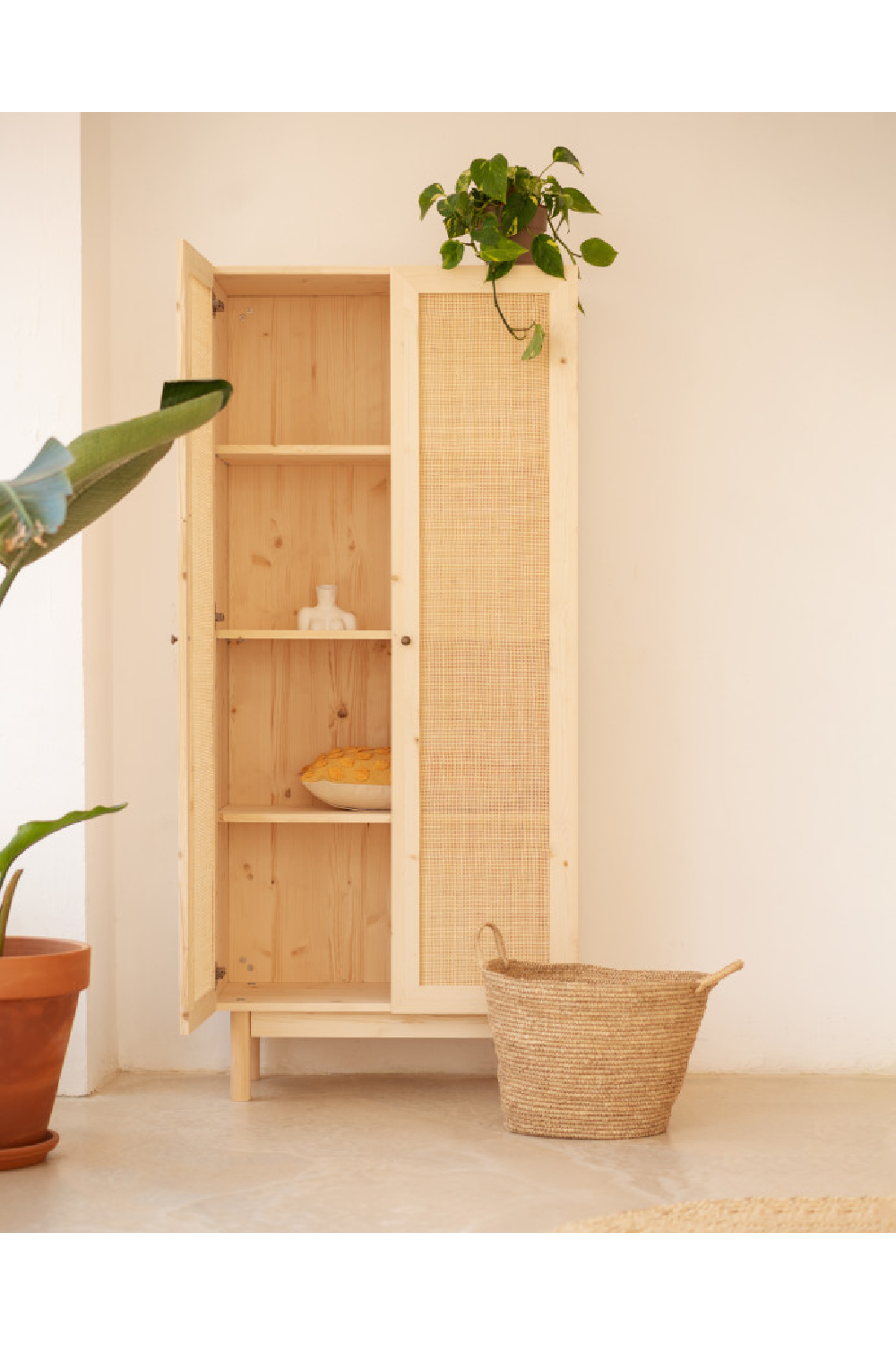 Rattan 2-Door Cabinet | Decowood Frida | Oroa.com