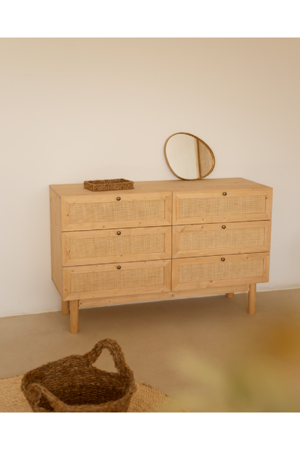 Rattan Weave 6-Drawer Chest | Decowood Frida | Oroa.com