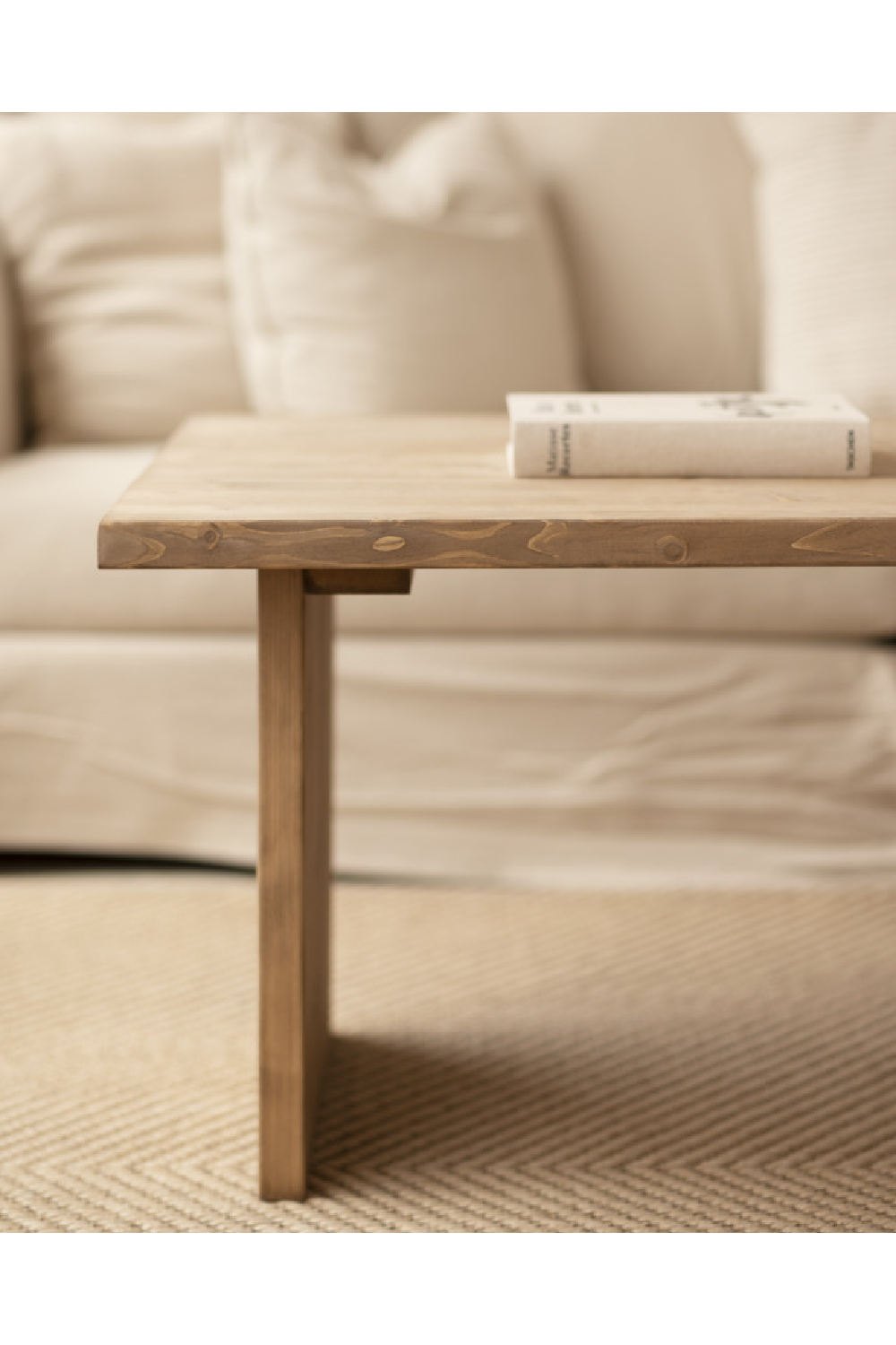 Solid Pine Minimalist Coffee Table | Decowood Frida | Oroa.com