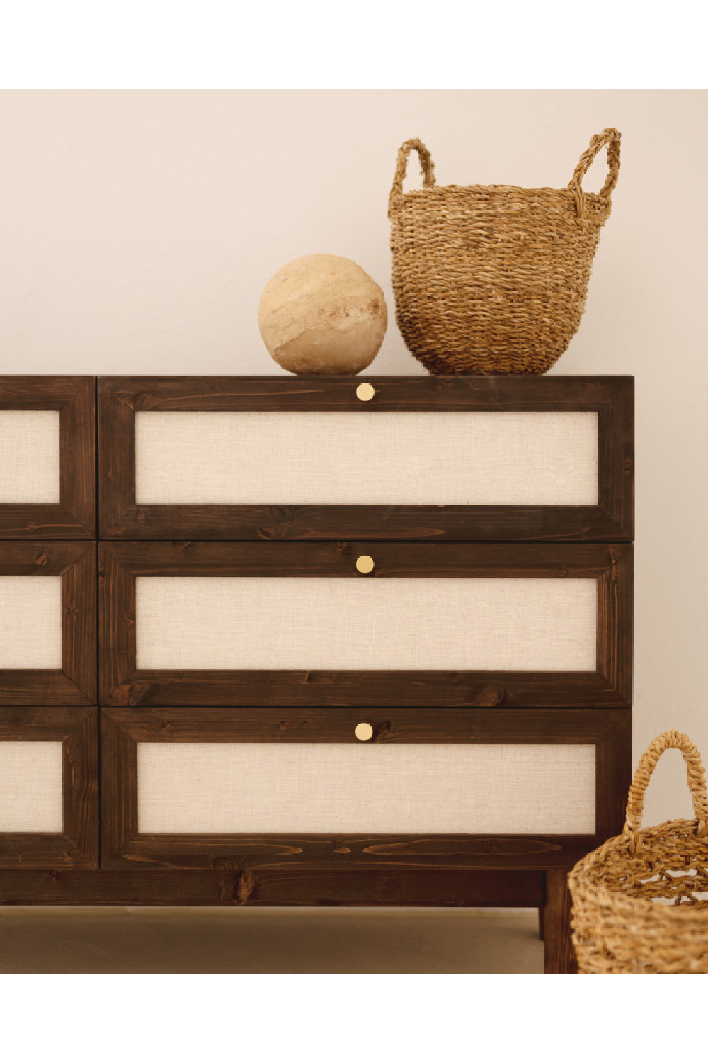Wood Framed Fabric 6-Drawer Chest | Decowood Linen | Oroa.com
