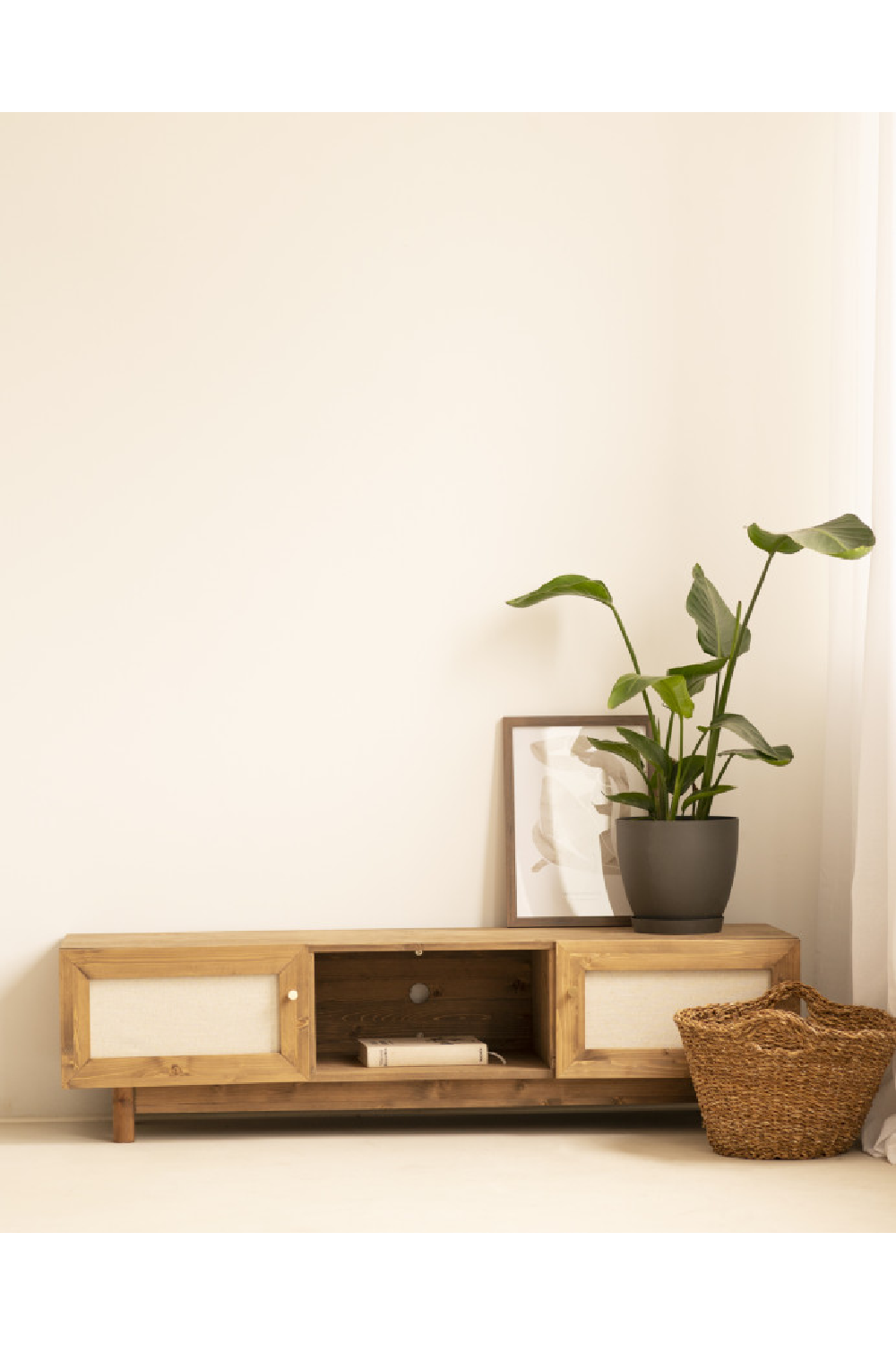 Fabric 2-Door TV Stand | Decowood Linen | Oroa.com