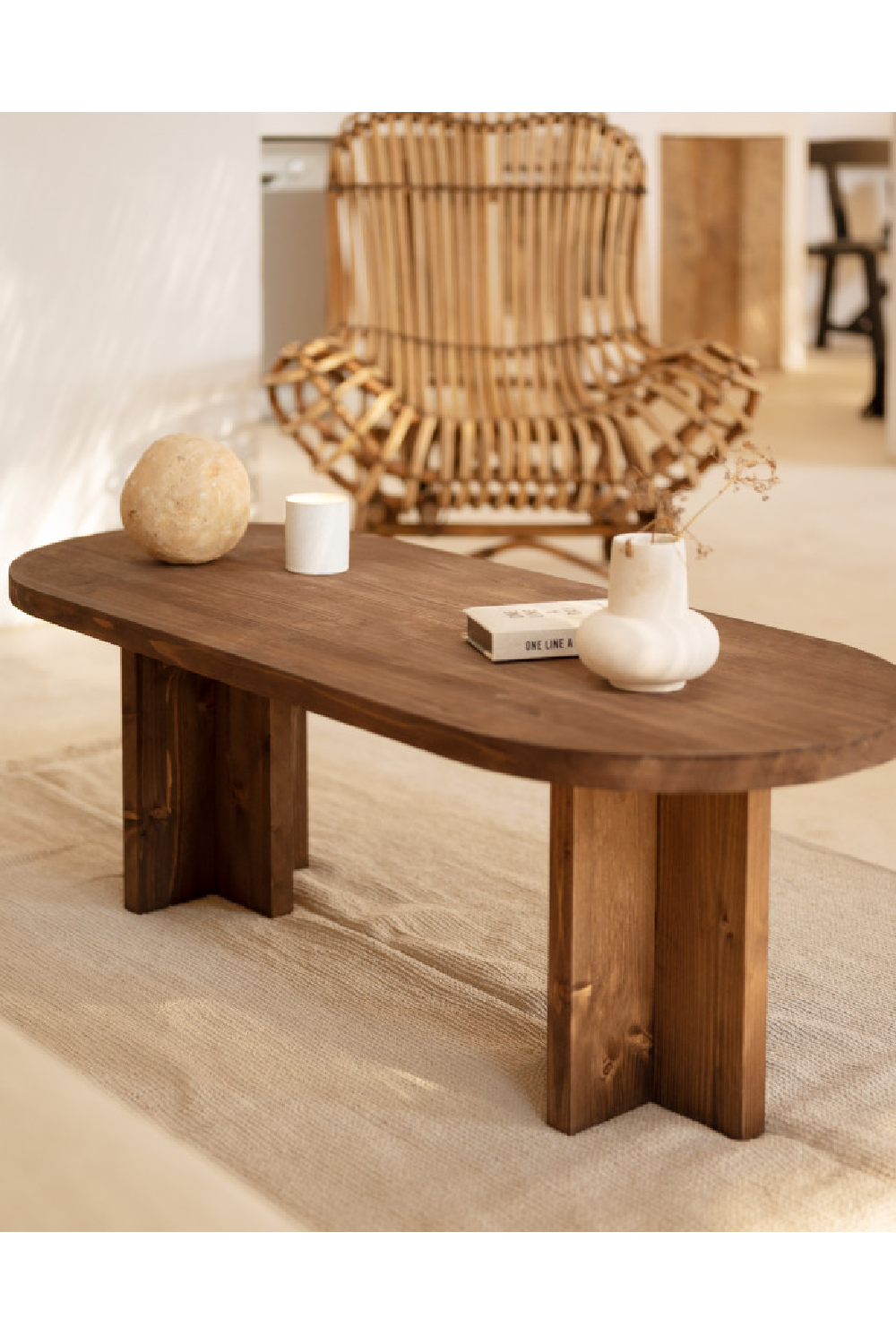 Japandi Oval Coffee Table | Decowood Tokyo | Oroa.com