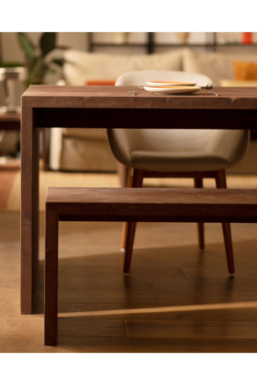 Angular Solid Wood Bench | Decowood Telva | OROA.com