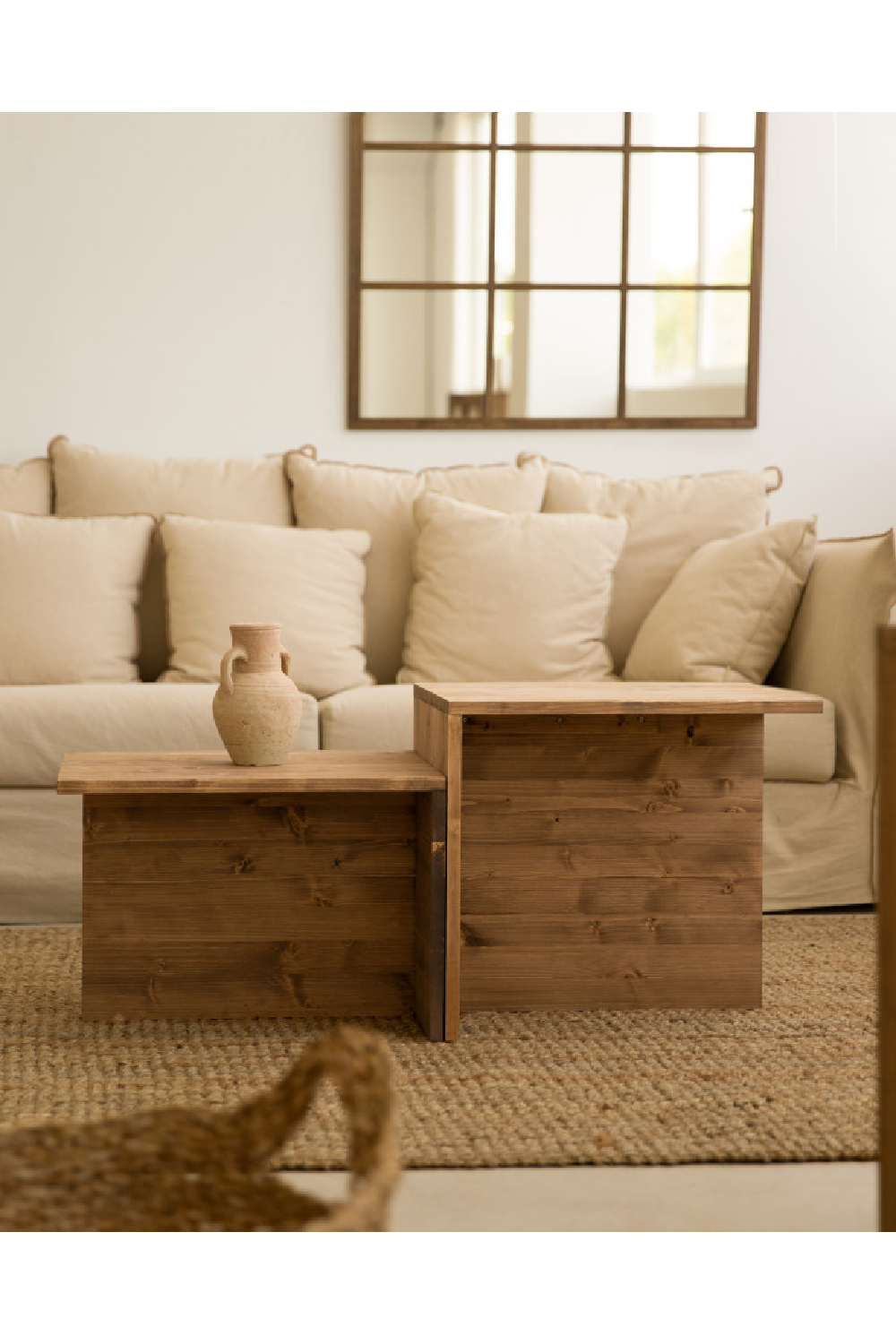 Cantilevered Solid Wood Coffee Tables (2) | Decowood Theo | Oroa.com