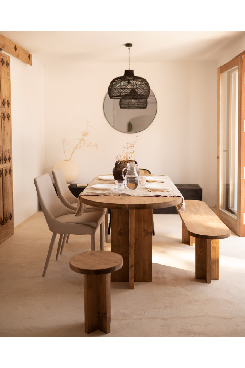 Oval Dining Table and Bench Set | Decowood Tokyo | Oroa.com