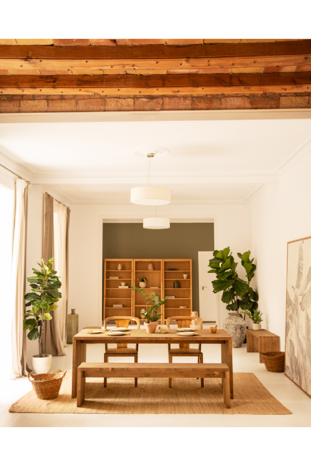 Angular Dining Table and Bench Set | Decowood Telva | Oroa.com