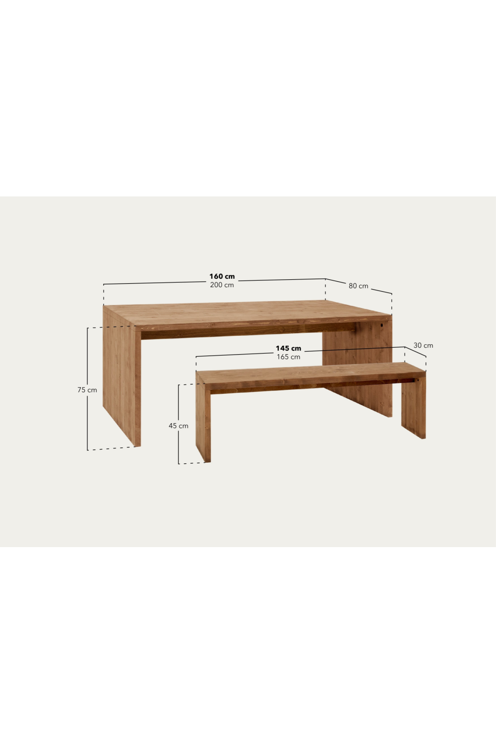 Angular Dining Table and Bench Set | Decowood Telva | Oroa.com