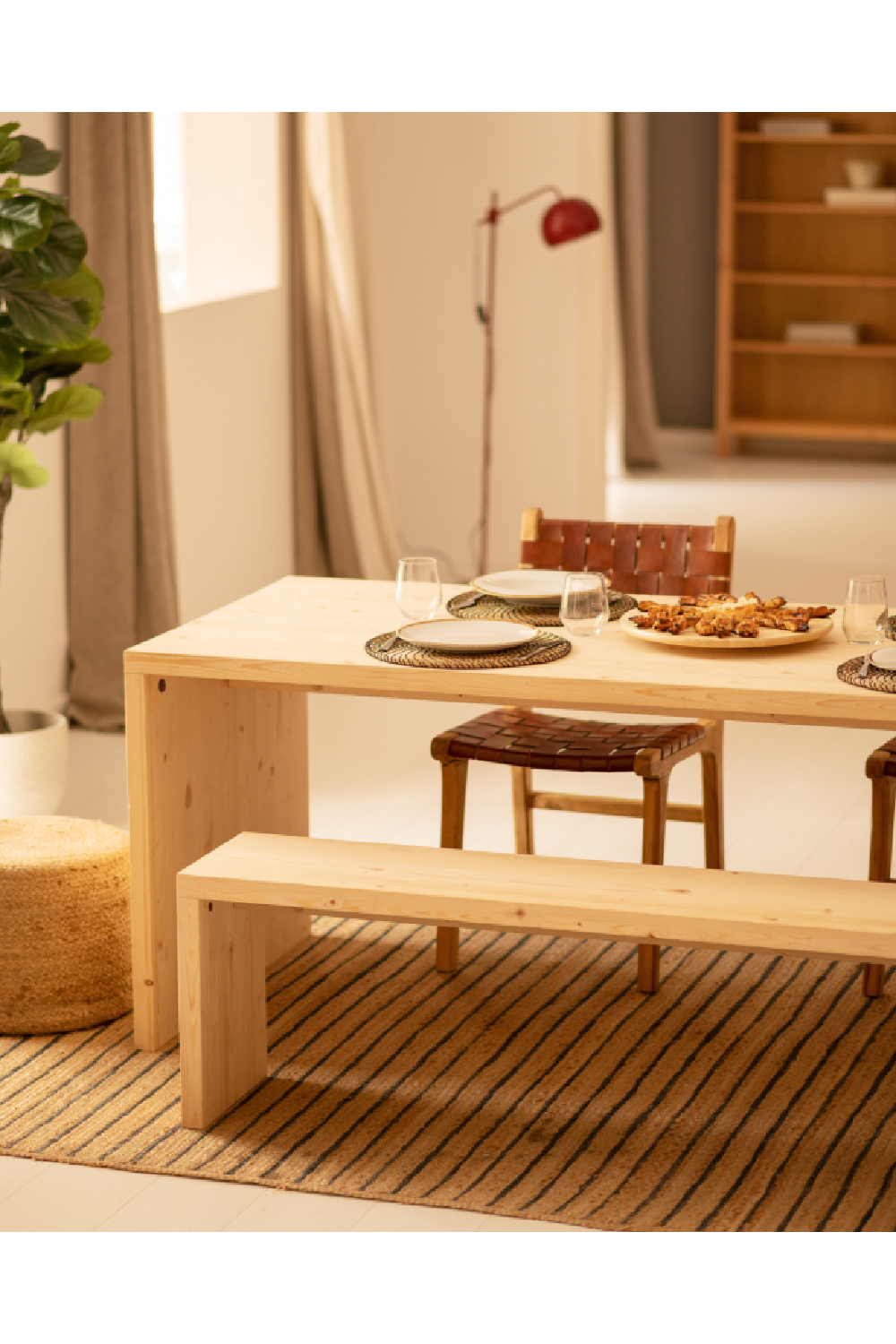 Wooden Dining Table With Stools (4) | Decowood Telva | Oroa.com