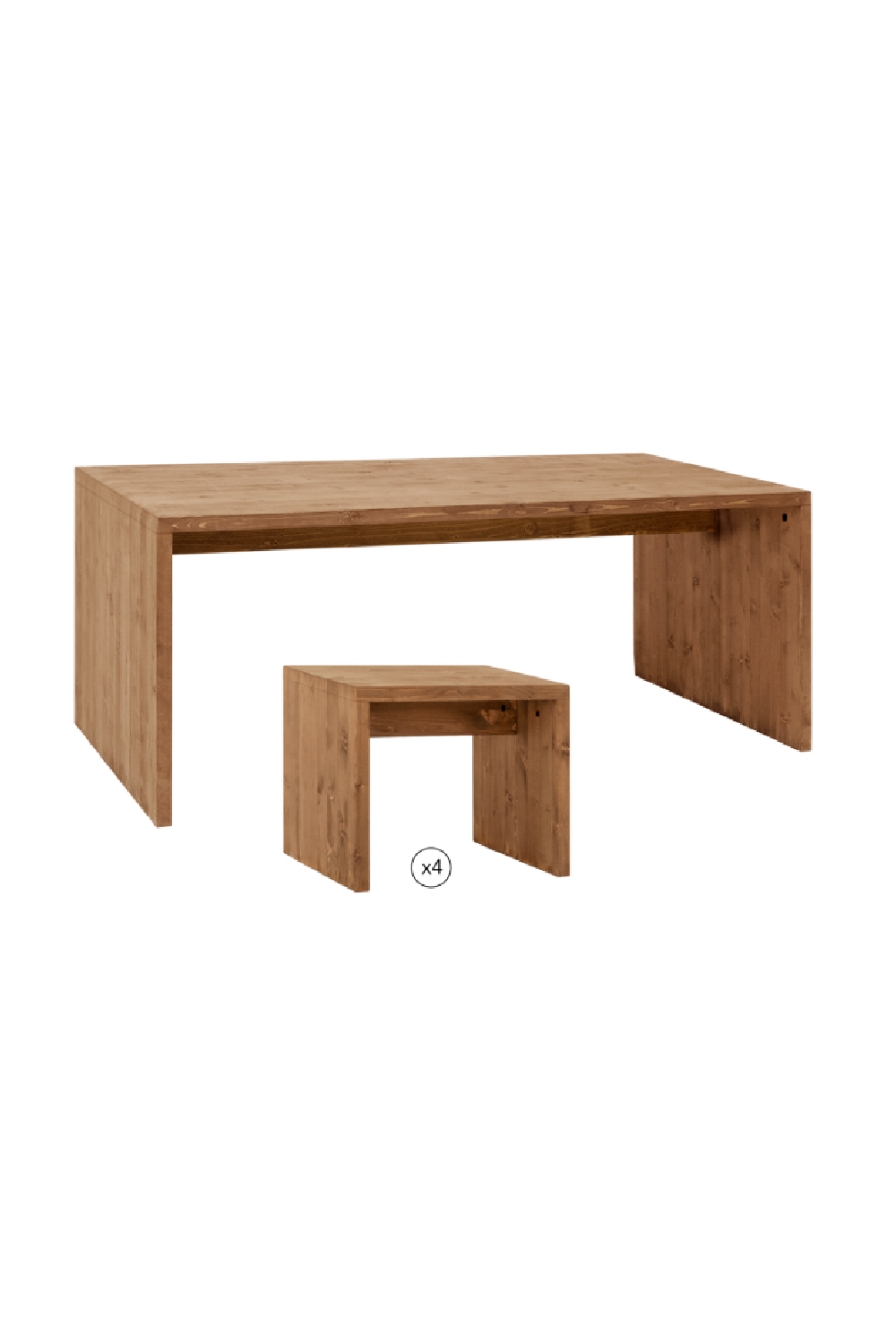 Wooden Dining Table With Stools (4) | Decowood Telva | Oroa.com