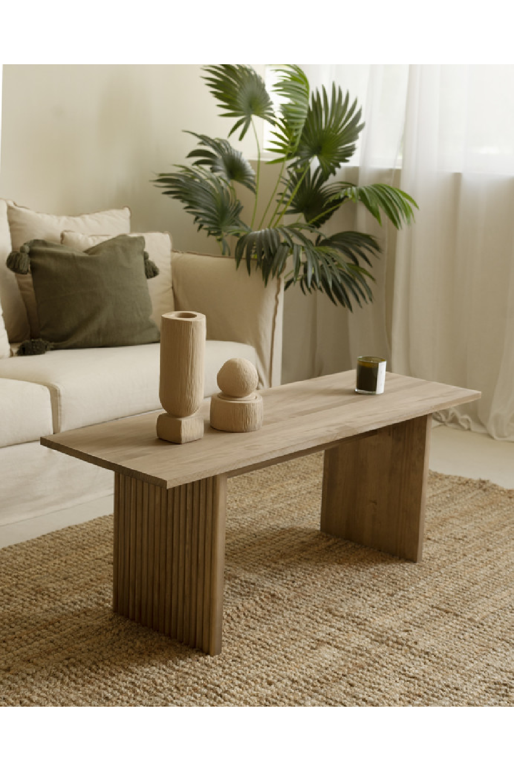 Fluted Legs Wooden Coffee Table | Decowood Bali | Oroa.com