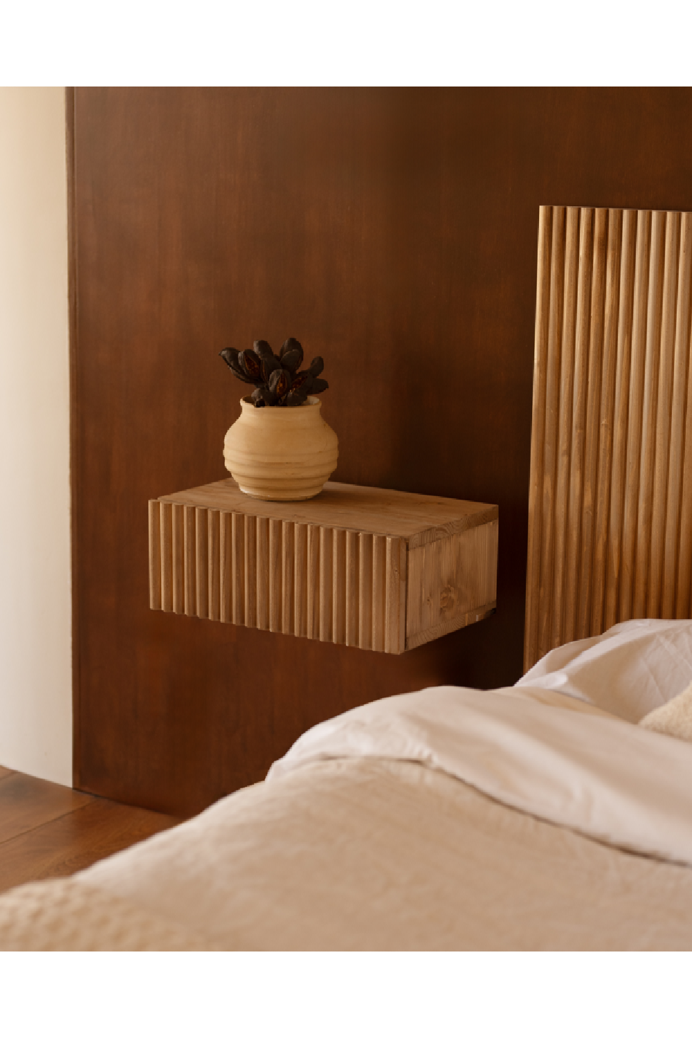 Fluted Floating Bedside Table Set (2) | Decowood Bali | Oroa.com