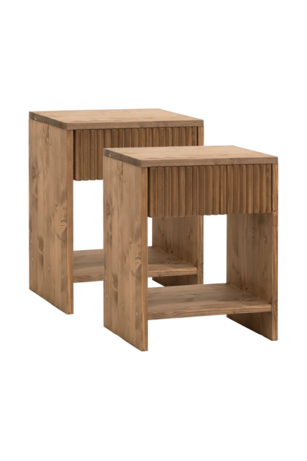 Fluted Drawer Bedside Table Set (2) | Decowood Bali | Oroa.com