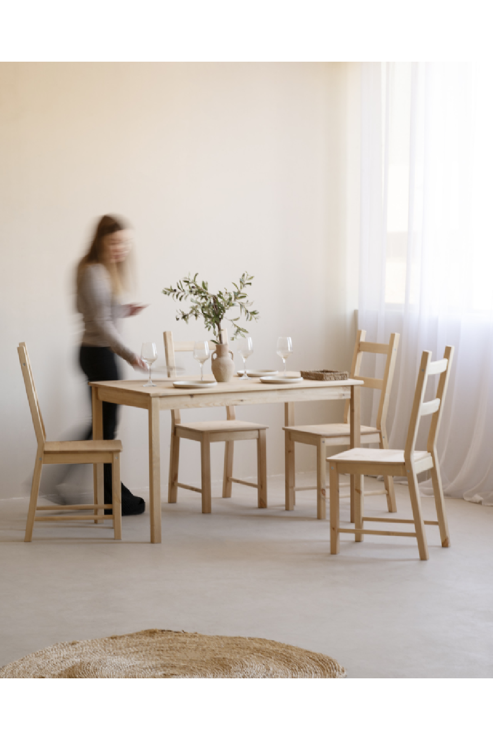 Pine Wood Dining Chair Set (4) | Decowood Lucia | Oroa.com