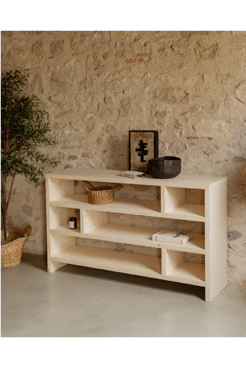 Solid Wood Low Bookshelf | Decowood Rose | OROA.com
