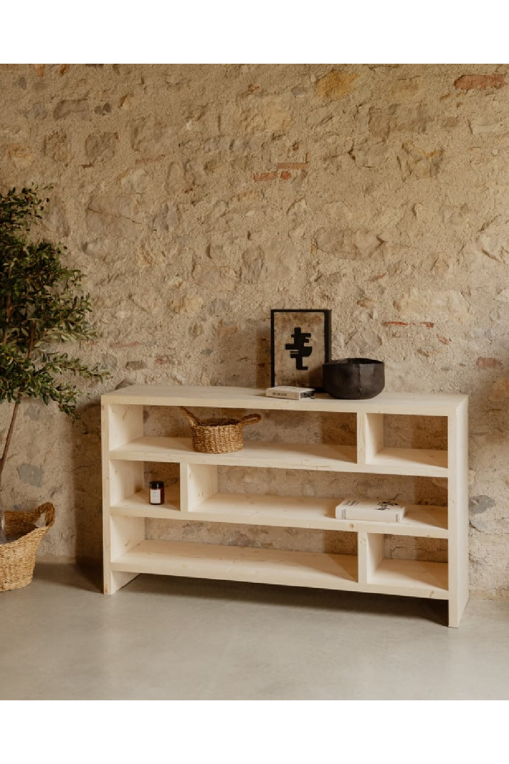 Solid Wood Low Bookshelf | Decowood Rose | OROA.com