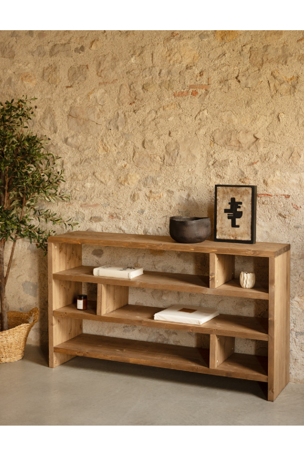 Solid Wood Low Bookshelf | Decowood Rose | OROA.com