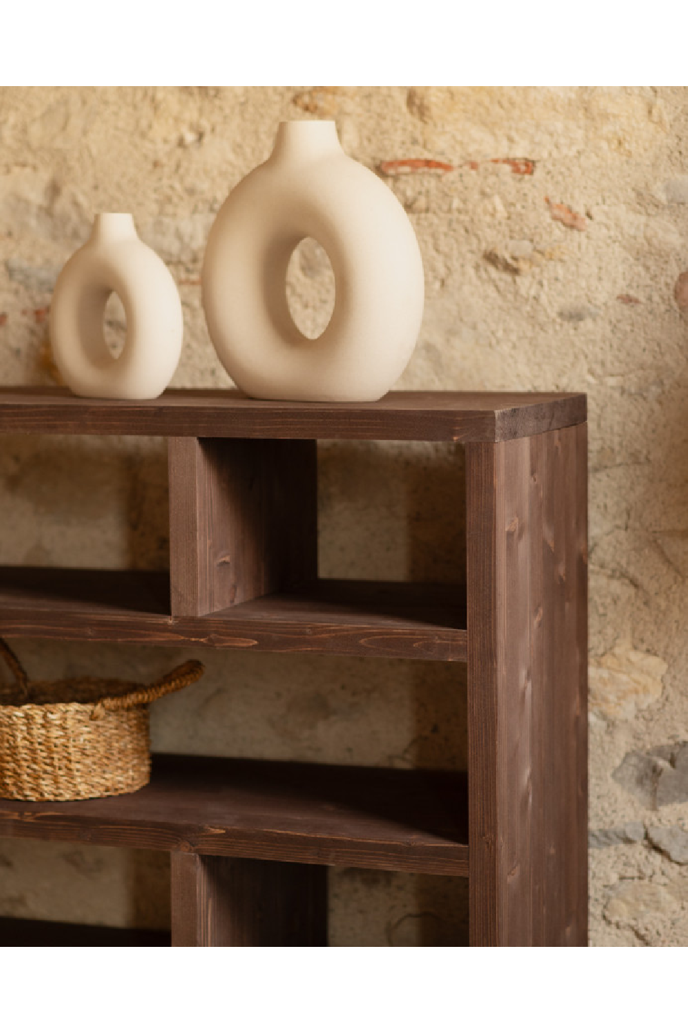 Solid Wood Low Bookshelf | Decowood Rose | OROA.com