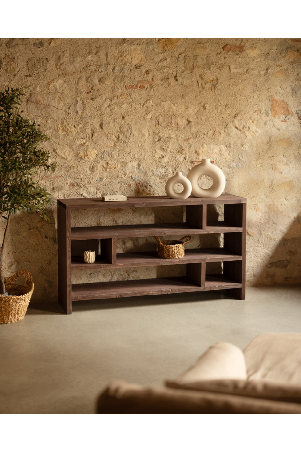 Solid Wood Low Bookshelf | Decowood Rose | OROA.com