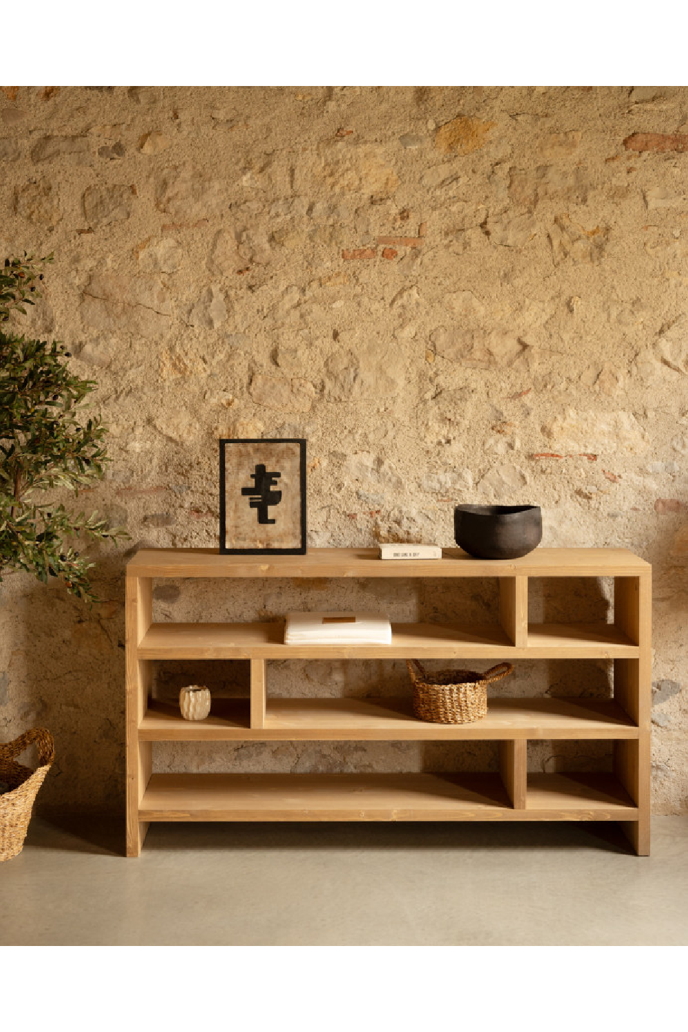 Solid Wood Low Bookshelf | Decowood Rose | OROA.com