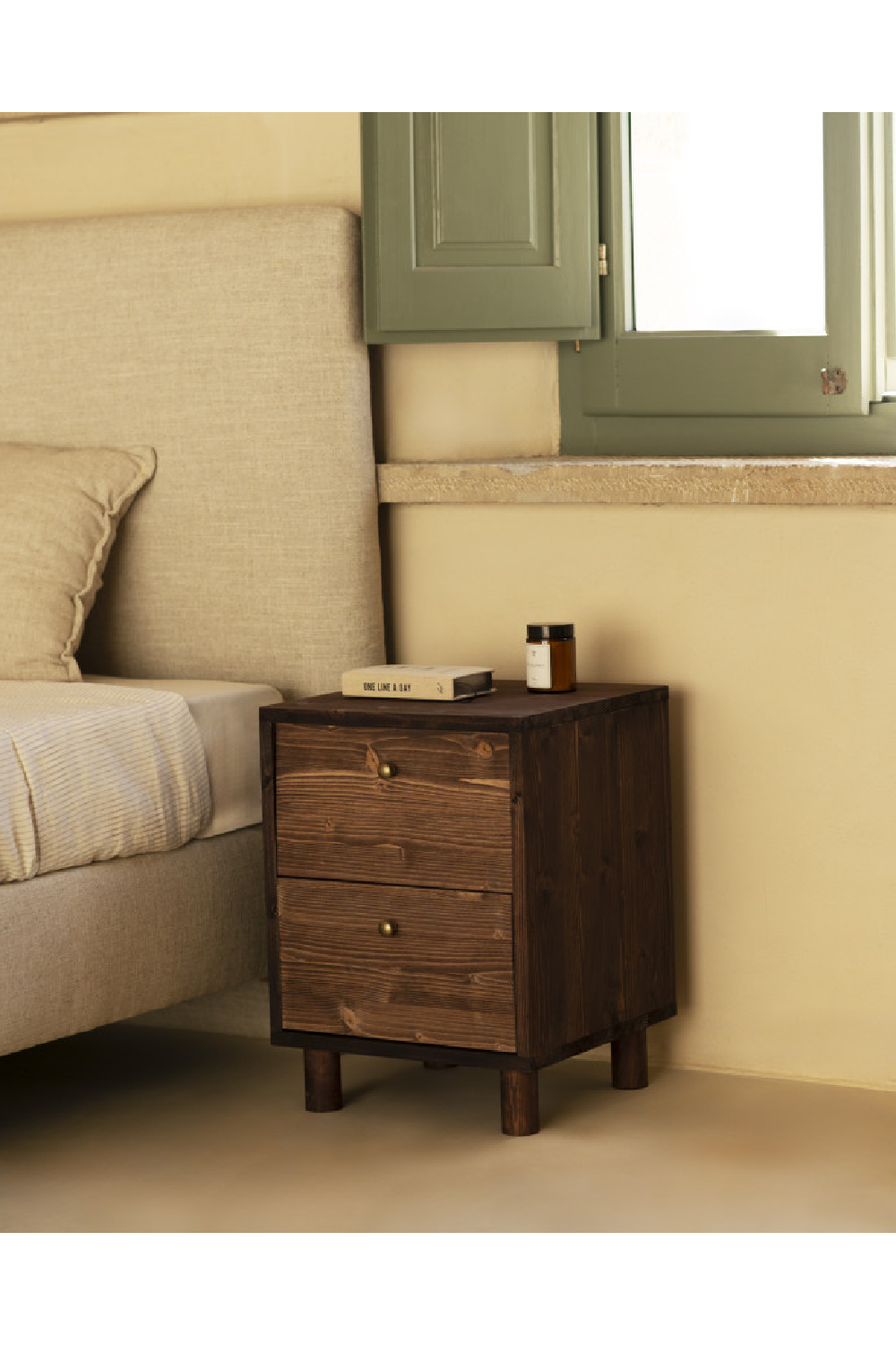 2-Drawer Wooden Bedside Table | Decowood Saura | OROA.com